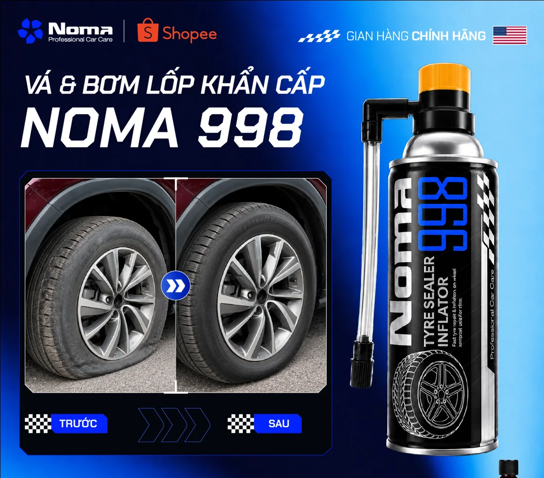 Lốp xe trước và sau khi dùng NOMA 998
