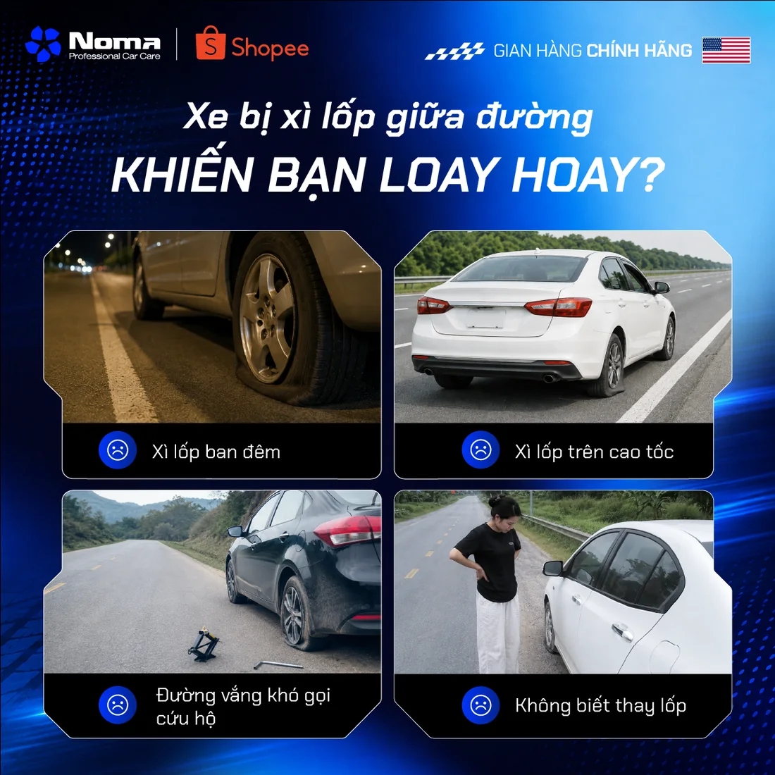 Các tình huống xì lốp giữa đường
